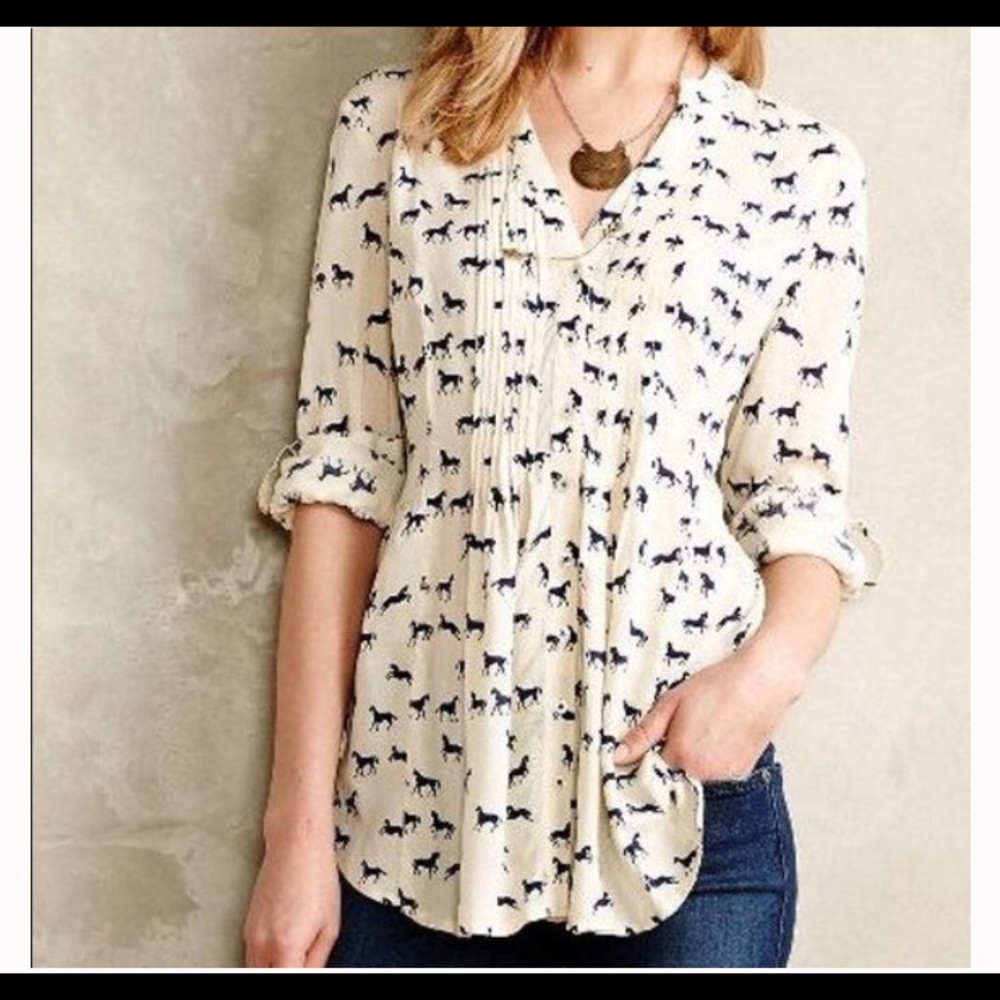 Anthropologie “Maeve” horse blouse